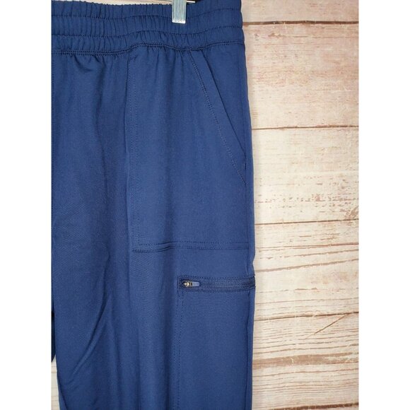 Scrubology Large Navy Blue Multi-Pocket Scrub Pants Poly/Spandex Stretch Medical - Picture 7 of 12